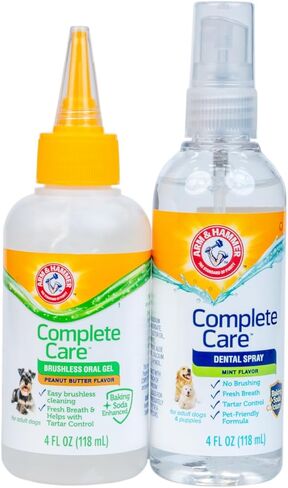 Arm & Hammer Complete Care Brushless Dental Kit for Dogs – Includes No-Brush Oral Gel + Dog Dental Spray, Fresh Breath, Tartar Control, Baking Soda Enhanced Dental Dog Supplies, 4oz in Saudi Arabia