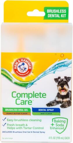 Arm & Hammer Complete Care Brushless Dental Kit for Dogs – Includes No-Brush Oral Gel + Dog Dental Spray, Fresh Breath, Tartar Control, Baking Soda Enhanced Dental Dog Supplies, 4oz in Saudi Arabia