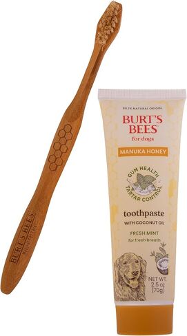 Burt's Bees for Pets Toothpaste for Dogs with Manuka Honey and Coconut Oil for Gum Health & Tartar Control, 99.1% Natural Origin Formula, Fresh Mint Flavor, 2.5 oz in Saudi Arabia