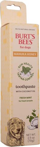 Burt's Bees for Pets Toothpaste for Dogs with Manuka Honey and Coconut Oil for Gum Health & Tartar Control, 99.1% Natural Origin Formula, Fresh Mint Flavor, 2.5 oz in Saudi Arabia