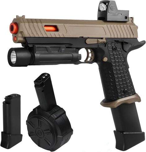 ألعاب جل بلاستر JM-X5، مسدس رش تلقائي كامل للأعمار من 14 عامًا فما فوق والبالغين مع طبلة، قادوس طويل، ضوء أمان ونظارات للأنشطة الجماعية، ساندي in Saudi Arabia