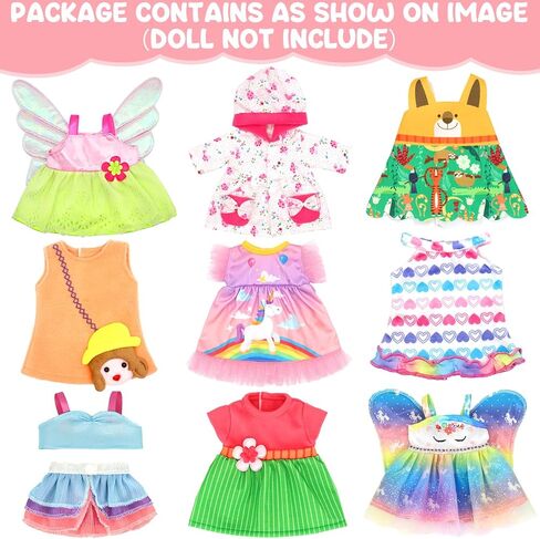 9 Pcs Alive Baby Girl Doll Clothes for 10-12 Inch Girl Dolls，12 Inch Alive Baby Doll Clothes Accessories Dress Outfits，Best Gift for Kids（No Dolls） in Kuwait