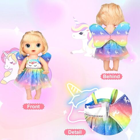 9 Pcs Alive Baby Girl Doll Clothes for 10-12 Inch Girl Dolls，12 Inch Alive Baby Doll Clothes Accessories Dress Outfits，Best Gift for Kids（No Dolls） in Kuwait