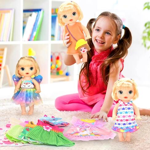 9 Pcs Alive Baby Girl Doll Clothes for 10-12 Inch Girl Dolls，12 Inch Alive Baby Doll Clothes Accessories Dress Outfits，Best Gift for Kids（No Dolls） in Kuwait