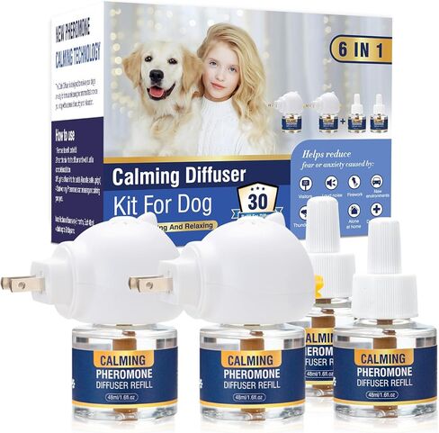 مجموعة ناشر الفيرومونات المهدئ للكلاب 6 في 1 لتخفيف القلق وتقليل العدوانية ومكافحة الإجهاد والنباح in Kuwait