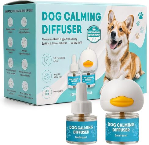 Dog Calming Diffuser - Pheromone Diffuser, Vet-Recommended Anxiety Aid for Indoor Behavior Support, Reduces Barking, Chewing & Separation Stress, 60-Day Refill Kit, Natural Formula in Kuwait