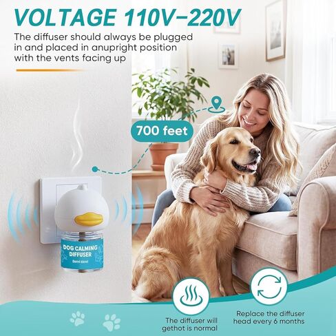 Dog Calming Diffuser - Pheromone Diffuser, Vet-Recommended Anxiety Aid for Indoor Behavior Support, Reduces Barking, Chewing & Separation Stress, 60-Day Refill Kit, Natural Formula in Kuwait