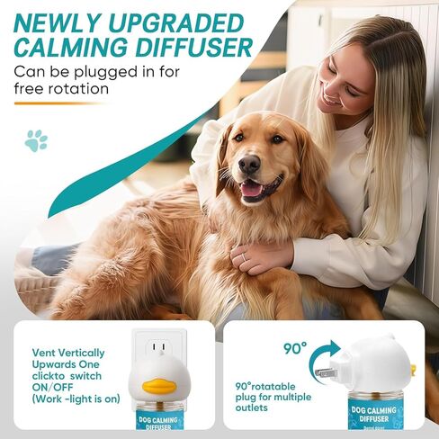 Dog Calming Diffuser - Pheromone Diffuser, Vet-Recommended Anxiety Aid for Indoor Behavior Support, Reduces Barking, Chewing & Separation Stress, 60-Day Refill Kit, Natural Formula in Kuwait