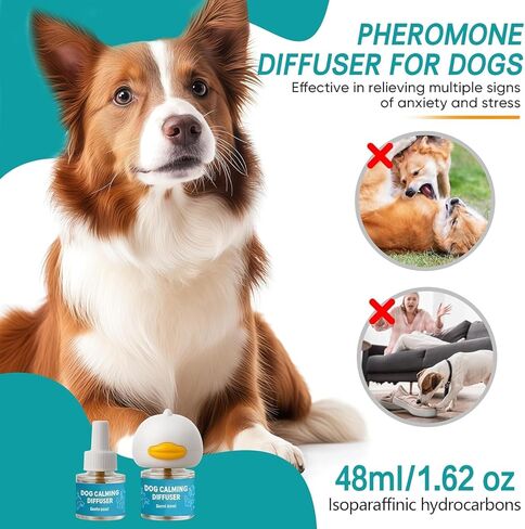 Dog Calming Diffuser - Pheromone Diffuser, Vet-Recommended Anxiety Aid for Indoor Behavior Support, Reduces Barking, Chewing & Separation Stress, 60-Day Refill Kit, Natural Formula in Kuwait