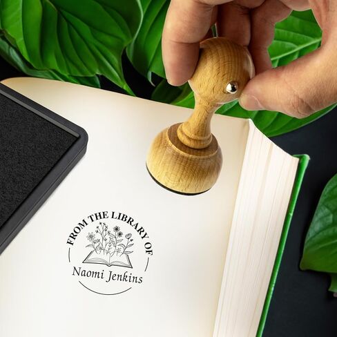 Custom Wood Library Hand Stamp - Style 072 - Great for Customizing Books, Ex Libris, Personalized Journals and More. in Saudi Arabia
