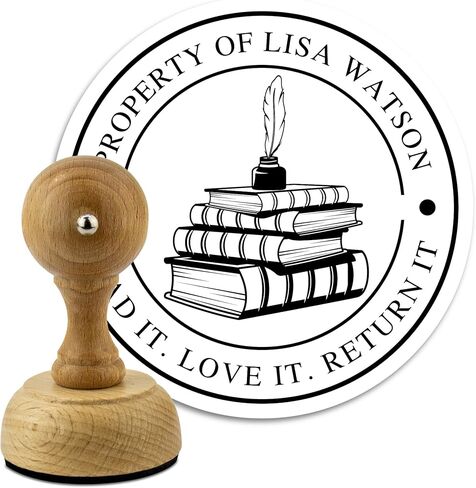 Custom Wood Library Hand Stamp - Style 072 - Great for Customizing Books, Ex Libris, Personalized Journals and More. in Saudi Arabia