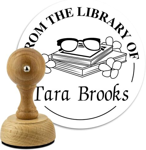 Custom Wood Library Hand Stamp - Style 072 - Great for Customizing Books, Ex Libris, Personalized Journals and More. in Saudi Arabia