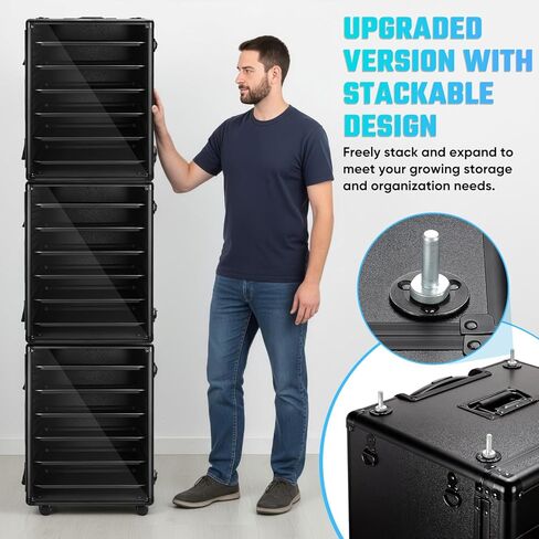 Miniatures Storage Case Miniatures Transport Case.Stackable Carrying Case with Trolley & 360° Wheels 6 Trays. Aluminum Alloy Frame with Lock Slot (Large Size:12.2 * 15.5 * 20.5in) in Saudi Arabia