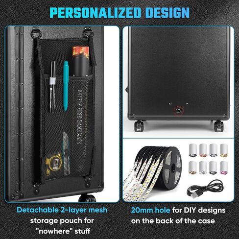 Miniatures Storage Case Miniatures Transport Case.Stackable Carrying Case with Trolley & 360° Wheels 6 Trays. Aluminum Alloy Frame with Lock Slot (Large Size:12.2 * 15.5 * 20.5in) in Saudi Arabia