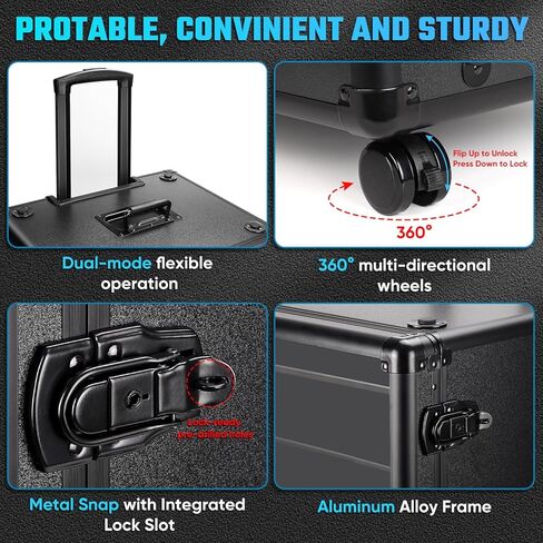Miniatures Storage Case Miniatures Transport Case.Stackable Carrying Case with Trolley & 360° Wheels 6 Trays. Aluminum Alloy Frame with Lock Slot (Large Size:12.2 * 15.5 * 20.5in) in Saudi Arabia