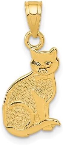 14k Yellow Gold I HEART MY CAT on Reverse Cat Necklace Charm Pendant with 18 Inch Chain in Saudi Arabia