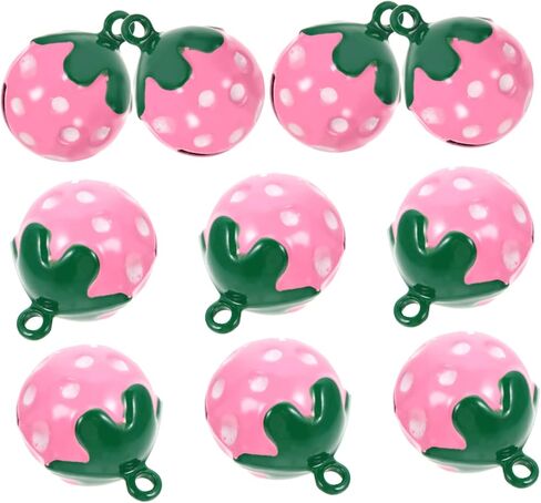 10pcs Copper Collar Charms Small Bells for Crafts Strawberry Pet Bells Jewelry Making Finding Pet Cat Bell Wind Chime Bells Farm Grazing Bells Goat Bells Pink Bracelet Lucky in Saudi Arabia