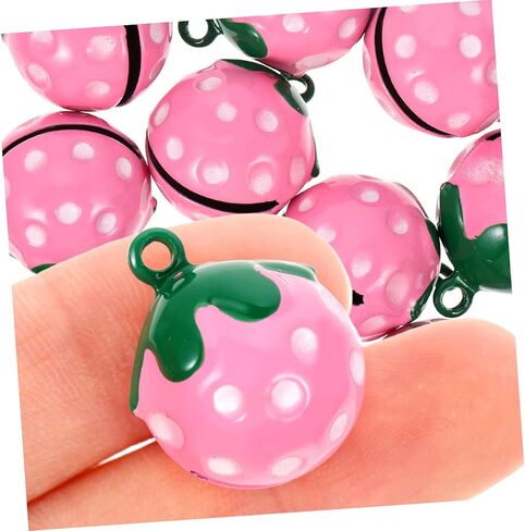 10pcs Copper Collar Charms Small Bells for Crafts Strawberry Pet Bells Jewelry Making Finding Pet Cat Bell Wind Chime Bells Farm Grazing Bells Goat Bells Pink Bracelet Lucky in Saudi Arabia