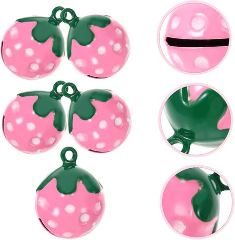 10pcs Copper Collar Charms Small Bells for Crafts Strawberry Pet Bells Jewelry Making Finding Pet Cat Bell Wind Chime Bells Farm Grazing Bells Goat Bells Pink Bracelet Lucky in Saudi Arabia