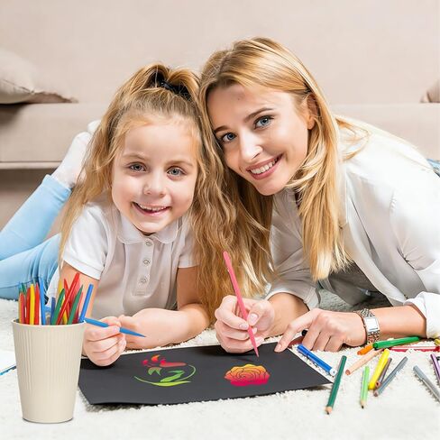 50 قطعة من أدوات فن الخدش الخشبية الملونة، أدوات قلم خشبية مزدوجة الجوانب، قلم عالي التحمل لفنون الخدش اليدوية، والمشروعات اليدوية للأنشطة الفنية للخدش in Kuwait