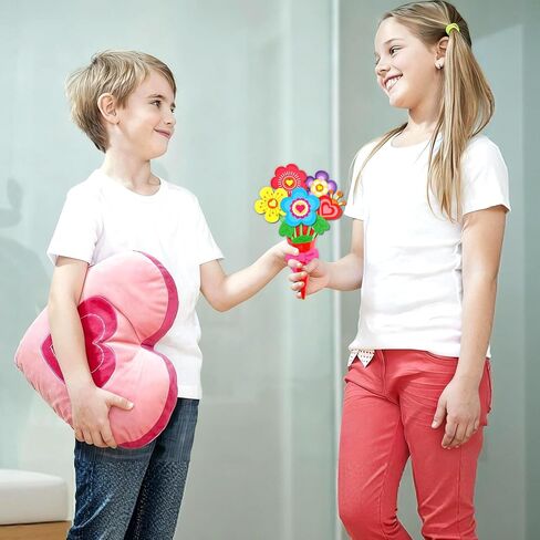 WorldBazaar Valentine’s Day Flower Bouquet Craft for Kids 24Pcs DIY Valentine Heart Floral Paper Craft Classroom School Exchange Gift Party Favors in Saudi Arabia