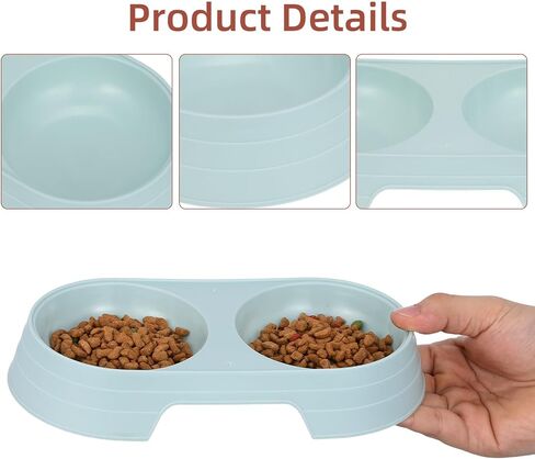 Toyvian 8pcs Non-Spill Double Cat Feeding Bowls Set, Candy Color Plastic Pet Food and Water Bowls for Kittens and Cats, Anti-tip Design for Home and Travel Use in Saudi Arabia