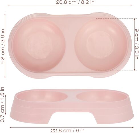 Toyvian 8pcs Non-Spill Double Cat Feeding Bowls Set, Candy Color Plastic Pet Food and Water Bowls for Kittens and Cats, Anti-tip Design for Home and Travel Use in Saudi Arabia