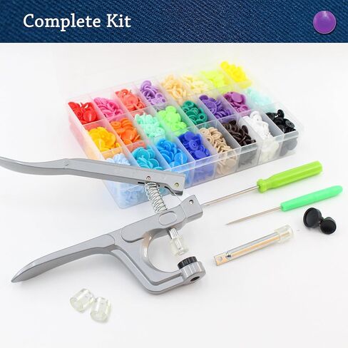 SHRJ 360 Sets T5 Snaps Buttons No Sew Plastic Snaps Fasteners with Pliers Tools 24 Colors Snap Fasteners Buttons Kit for Sewing Clothes Fabric DIY Crafting (with Pliers Tool) in Saudi Arabia