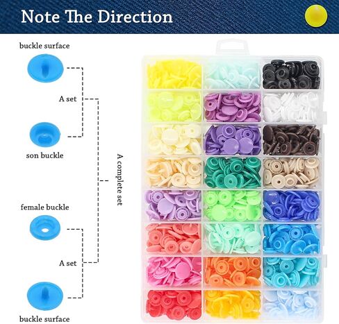 SHRJ 360 Sets T5 Snaps Buttons No Sew Plastic Snaps Fasteners with Pliers Tools 24 Colors Snap Fasteners Buttons Kit for Sewing Clothes Fabric DIY Crafting (with Pliers Tool) in Saudi Arabia