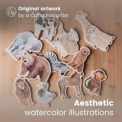 Aesthetic Wooden Animal Magnets for Kids (Ages 2+) – Montessori-Inspired Fridge Magnets for Toddlers with Realistic Watercolor Animals – 19 Neutral Pieces in Saudi Arabia