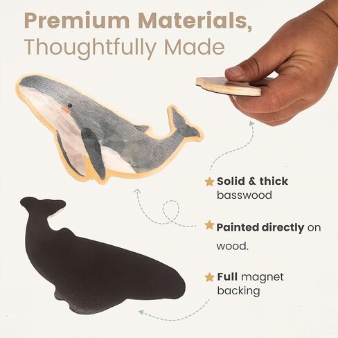 Aesthetic Wooden Animal Magnets for Kids (Ages 2+) – Montessori-Inspired Fridge Magnets for Toddlers with Realistic Watercolor Animals – 19 Neutral Pieces in Saudi Arabia