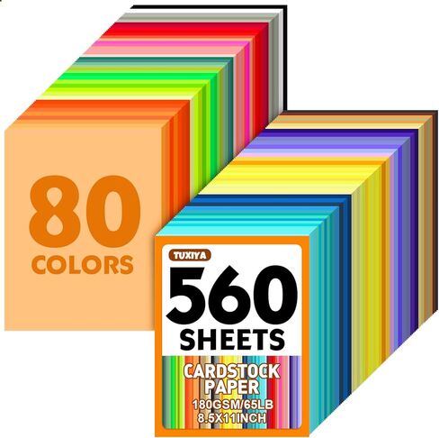 400 Sheets 8.5" X 11" Colored Cardstock, 80 Assorted Colors 180 GSM/65 LB Construction Paper Card Stock Printer Paper for Printing, Card Making, DIY Crafts, Kids School Supplies,Party Decorations in Saudi Arabia