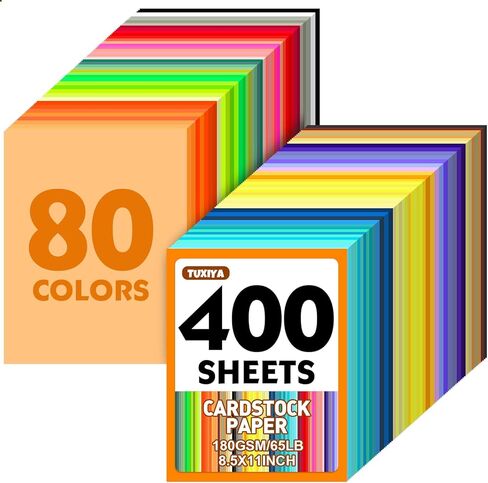 400 Sheets 8.5" X 11" Colored Cardstock, 80 Assorted Colors 180 GSM/65 LB Construction Paper Card Stock Printer Paper for Printing, Card Making, DIY Crafts, Kids School Supplies,Party Decorations in Saudi Arabia