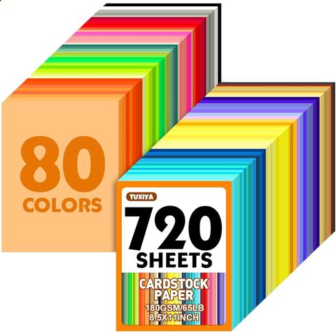 400 Sheets 8.5" X 11" Colored Cardstock, 80 Assorted Colors 180 GSM/65 LB Construction Paper Card Stock Printer Paper for Printing, Card Making, DIY Crafts, Kids School Supplies,Party Decorations in Saudi Arabia