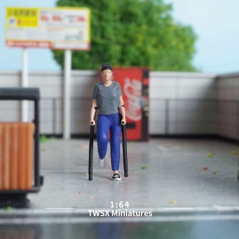 Rehabilitation in Park,1:64 Scale, 1PC,Miniature Models, Suitable for DIY Landscapes, Creative Scenes, Matching and Macro Photography (A Woman with a Cane) in Saudi Arabia