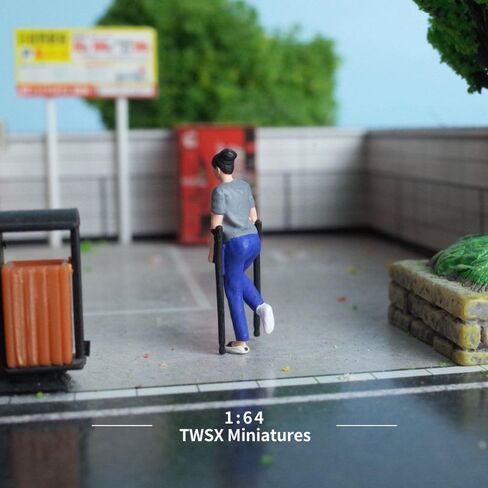 Rehabilitation in Park,1:64 Scale, 1PC,Miniature Models, Suitable for DIY Landscapes, Creative Scenes, Matching and Macro Photography (A Woman with a Cane) in Saudi Arabia