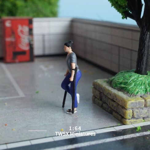 Rehabilitation in Park,1:64 Scale, 1PC,Miniature Models, Suitable for DIY Landscapes, Creative Scenes, Matching and Macro Photography (A Woman with a Cane) in Saudi Arabia