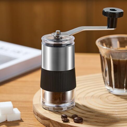 1 Pcs Manual Coffee Grinder, 11cm Height, Stainless Steel and Glass Construction in Saudi Arabia