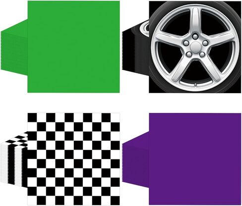 Epakh 100 Pcs Monster Truck Napkins Monster Party Paper Napkins Green Purple Racing Car Disposable Tissue Black and White Checked Themed Dinner Napkin for Racing Car Birthday Supplies in Saudi Arabia