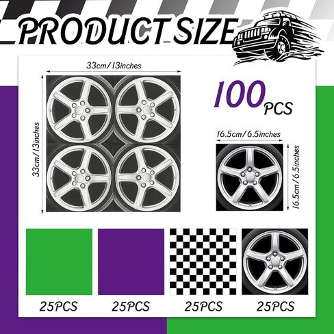 Epakh 100 Pcs Monster Truck Napkins Monster Party Paper Napkins Green Purple Racing Car Disposable Tissue Black and White Checked Themed Dinner Napkin for Racing Car Birthday Supplies in Saudi Arabia