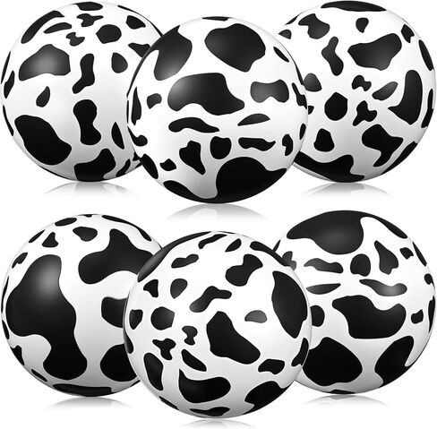 Hungdao 6 Pcs Cartoon Cow Inflatable Bouncy Balls 9 Inch Playground Beach Ball Cow Print Mini Dodgeball Kickball for Beach Pool Party Games Outdoor Indoor Birthday Party Favors in Saudi Arabia