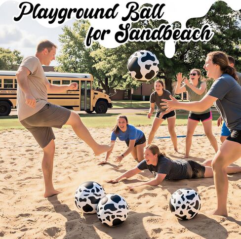 Hungdao 6 Pcs Cartoon Cow Inflatable Bouncy Balls 9 Inch Playground Beach Ball Cow Print Mini Dodgeball Kickball for Beach Pool Party Games Outdoor Indoor Birthday Party Favors in Saudi Arabia