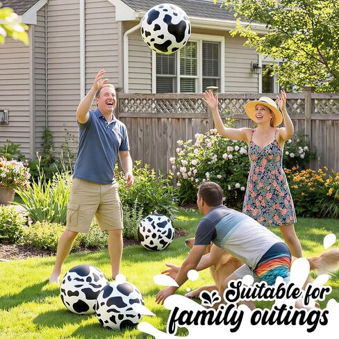Hungdao 6 Pcs Cartoon Cow Inflatable Bouncy Balls 9 Inch Playground Beach Ball Cow Print Mini Dodgeball Kickball for Beach Pool Party Games Outdoor Indoor Birthday Party Favors in Saudi Arabia