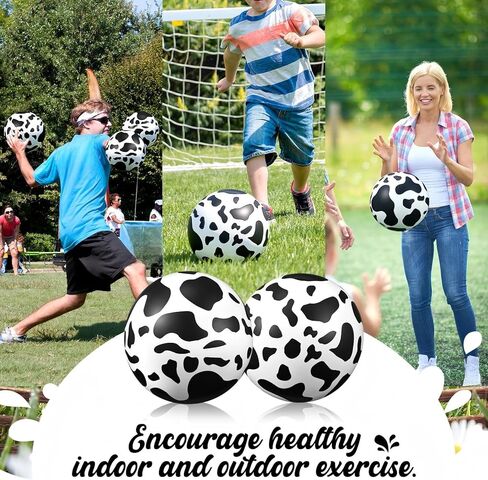 Hungdao 6 Pcs Cartoon Cow Inflatable Bouncy Balls 9 Inch Playground Beach Ball Cow Print Mini Dodgeball Kickball for Beach Pool Party Games Outdoor Indoor Birthday Party Favors in Saudi Arabia