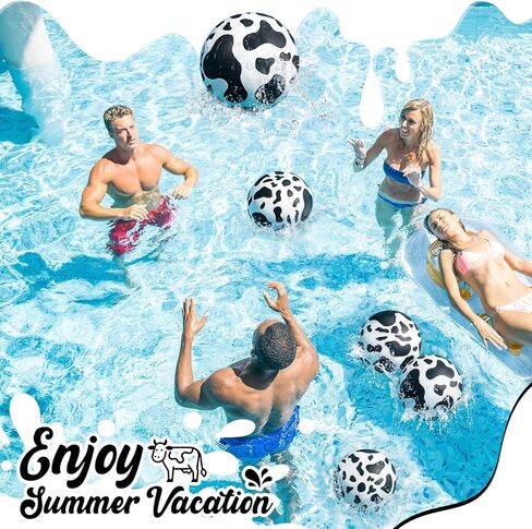 Hungdao 6 Pcs Cartoon Cow Inflatable Bouncy Balls 9 Inch Playground Beach Ball Cow Print Mini Dodgeball Kickball for Beach Pool Party Games Outdoor Indoor Birthday Party Favors in Saudi Arabia