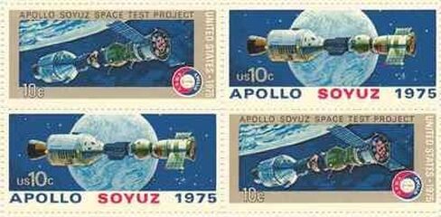 Apollo Soyuz Space Test Set of 4 x 10 Cent US Postage Stamps NEW Scot 1569-70 in Saudi Arabia