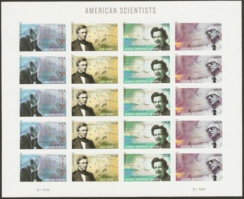 American Scientists 2011 Sheet of 20 Mint US Postage Stamps 4541-4544 in Saudi Arabia