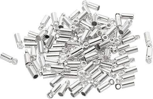 PATIKIL 100Pcs Cord End Caps 1.2mm End Cap Barrel Beads Kumihimo End Caps Brass for Leather Cord, Tassels, Jewelry Making 2mm Length Silver in Saudi Arabia