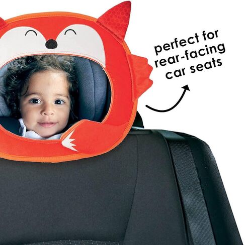 Diono Easy View Fox Character, Baby Car Mirror, Safety Car Seat Mirror for Rear Facing Infant, Fully Adjustable, Wide Crystal Clear View, Shatterproof, Crash Tested in Saudi Arabia