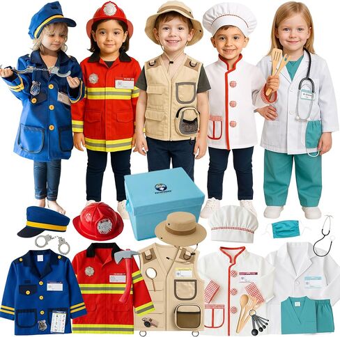 PATHFINDER PANDAS 5-1 Kids Dress Up Clothes & Pretend Play Costumes for Ages 3-7 - Cute Role Play Dress Up Costumes for Boys & Girls with Matching Accessories & Storage Trunk in Saudi Arabia